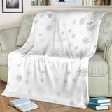 Snowflake Pattern White Background Premium Blanket
