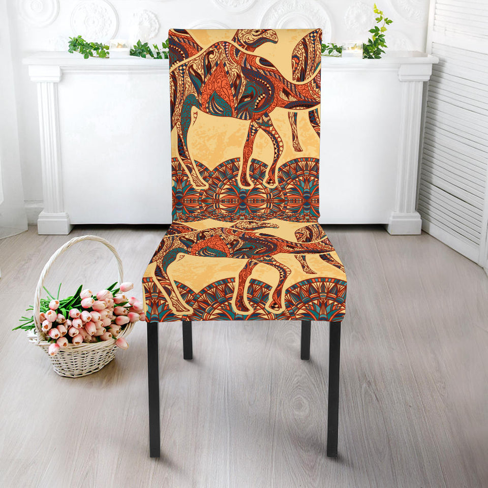 Camel Polynesian Tribal Design Pattern Dining Chair Slipcover