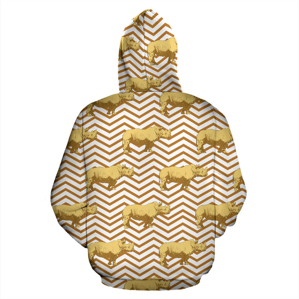 Rhino Yellow Theme Pattern Men Women Pullover Hoodie