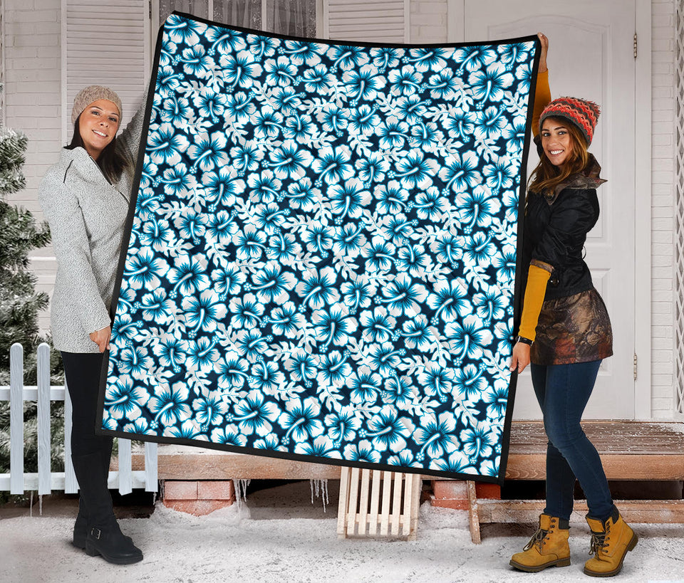Hibiscus Pattern Print Design 04 Premium Quilt