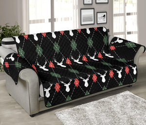Deer Christmas new year pattern argyle Sofa Cover Protector