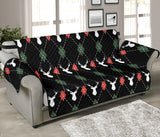 Deer Christmas new year pattern argyle Sofa Cover Protector