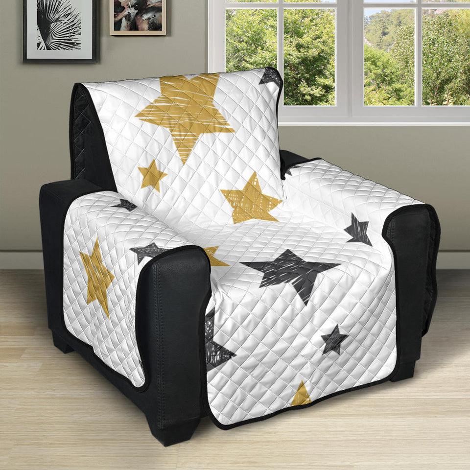 hand drawn gold black star pattern Recliner Cover Protector