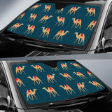 Camel Pattern Blue Blackground Car Sun Shade