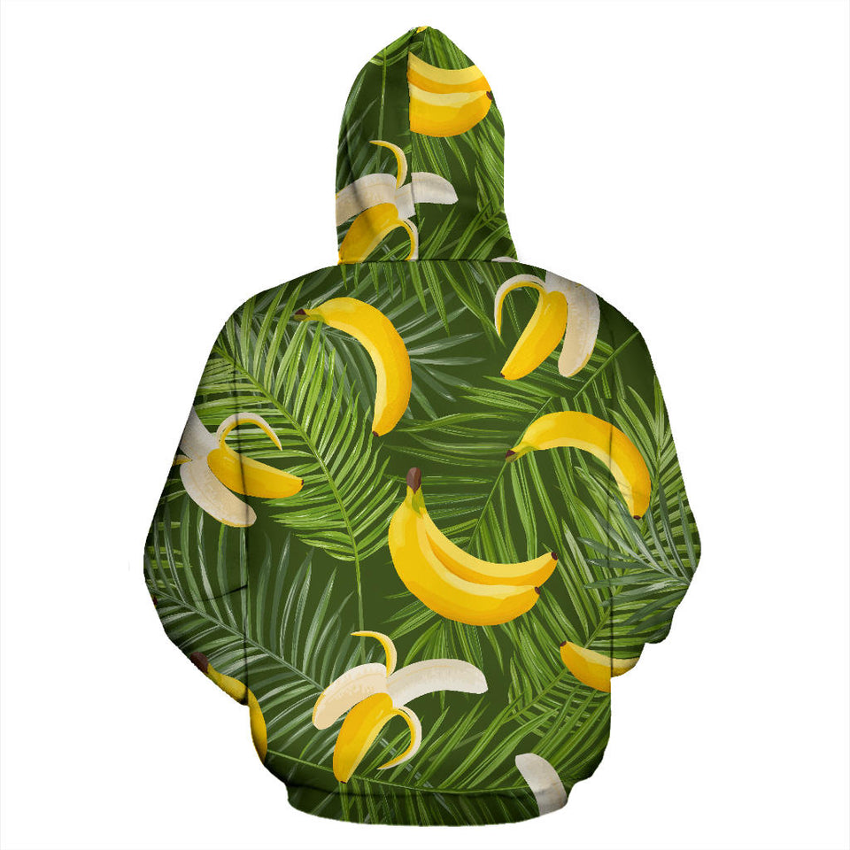 Banana Palm Leaves Pattern Men Women Pullover Hoodie