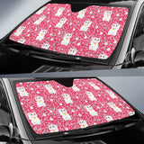 Maneki Neko Cat Sakura Pink Background Car Sun Shade