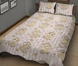 cute owl leaf Quilt Bed Set