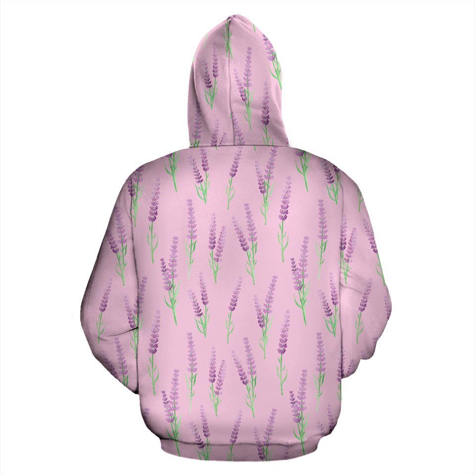 Lavender Pattern Pink Background Zip Up Hoodie