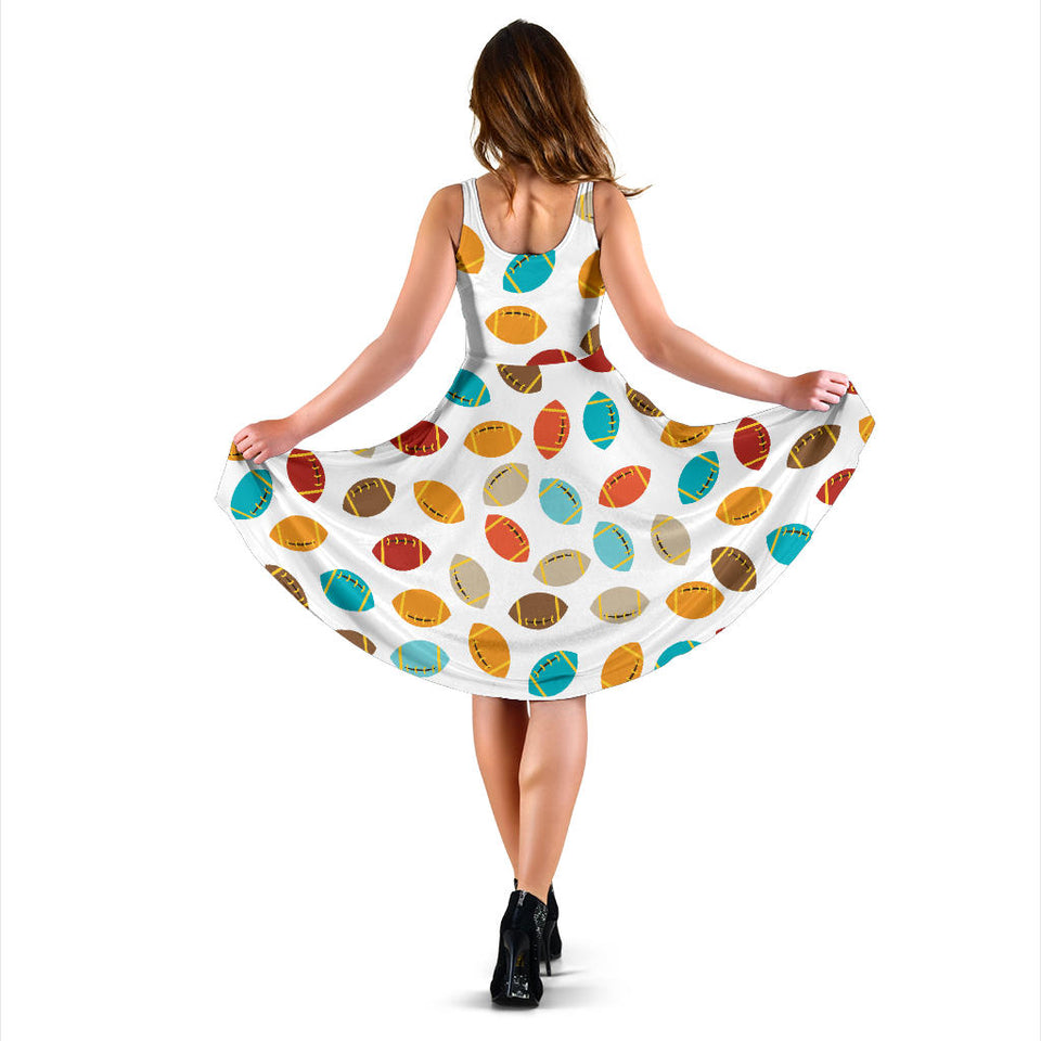 Colorful American Football Ball Pattern Sleeveless Midi Dress