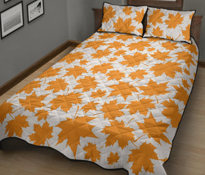 Orange Maple Leaf pattern Quilt Bed Set