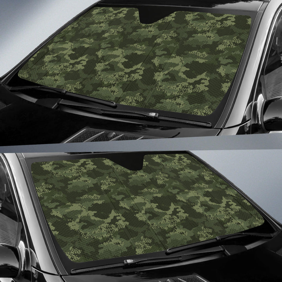 Digital Green Camo Camouflage Pattern Car Sun Shade