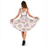 Cakes Pies Tarts Muffins And Eclairs Purple Blueberry Topping Pattern Sleeveless Midi Dress