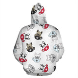 French Bulldog Cup Paw Pattern Zip Up Hoodie