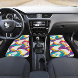 Colorful Crow Illustration Pattern Front And Back Car Mats