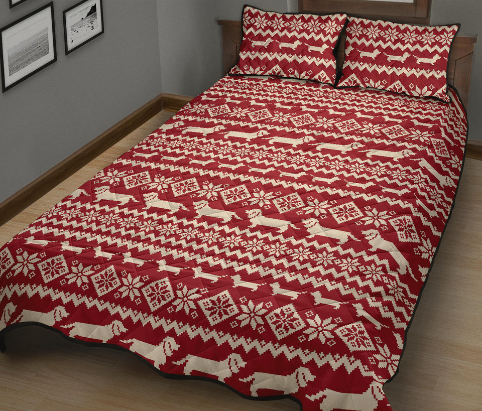 Dachshund Nordic pattern Quilt Bed Set