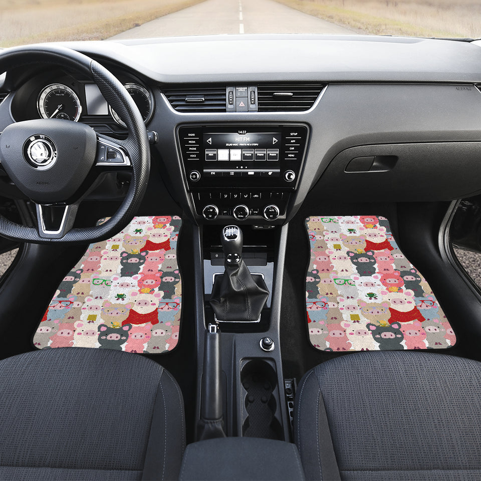Pig Pattern Print Design 02 Front and Back Car Mats