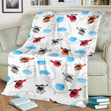 Watercolor Helicopter Cloud Pattern Premium Blanket