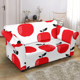 Red Apples White Background Loveseat Couch Slipcover