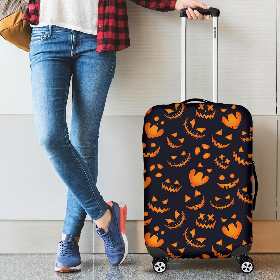 Halloween Pattern Pumpkin Background Cabin Suitcases Luggages