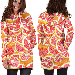 Tropical Grapefruit Pattern Women'S Hoodie Dress