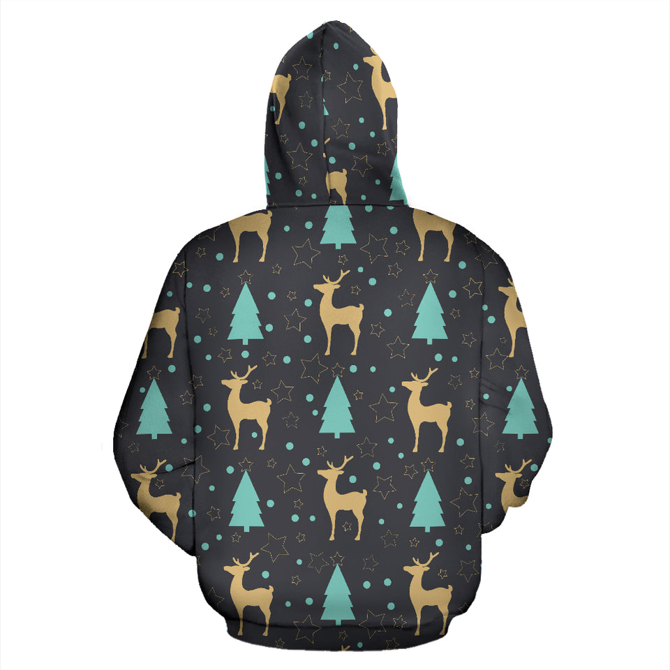 Deers Star Tree Pattern Zip Up Hoodie