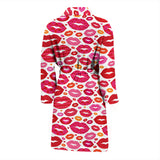 Lips Pattern Print Design 01 Men's Bathrobe