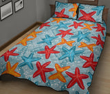 Blue red orange starfish pattern Quilt Bed Set