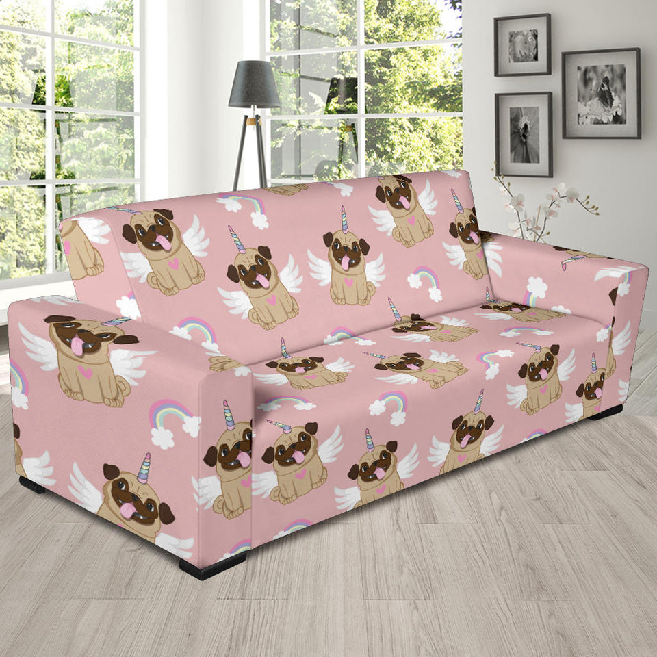 Cute Unicorn Pug Pattern Sofa Slipcover
