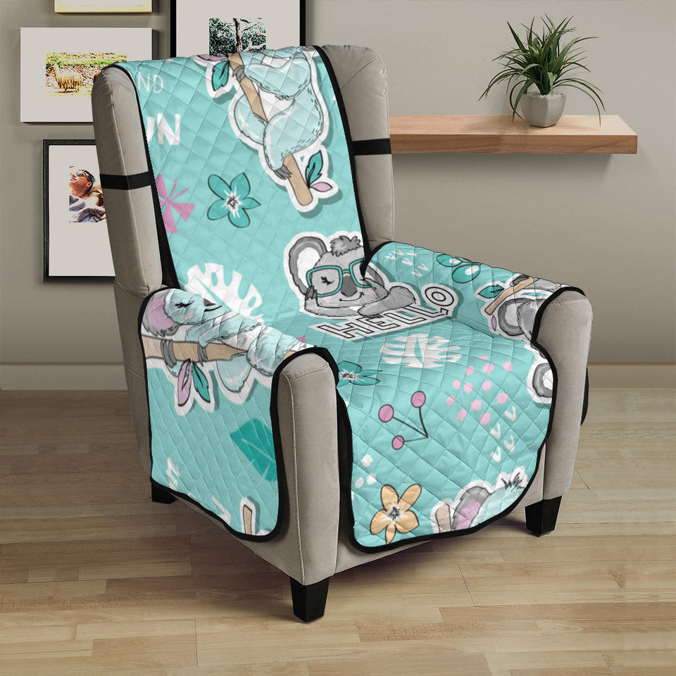 Cute koalas blue background pattern Chair Cover Protector