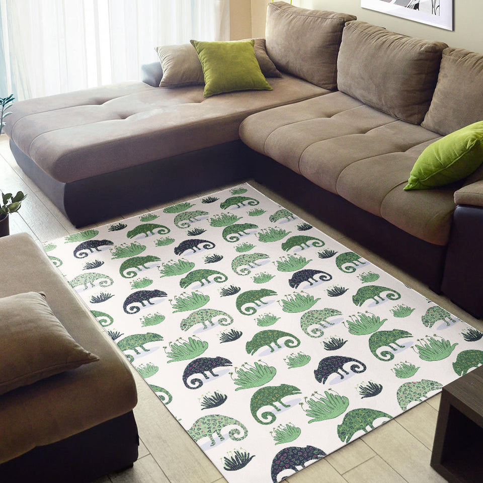 Chameleon Lizard Succulent Plant Pattern Area Rug