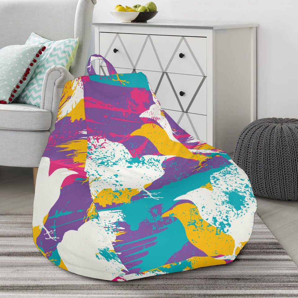 Colorful Crow Illustration Pattern Bean Bag Cover