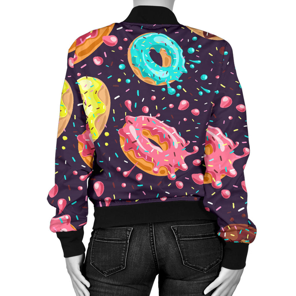 Colorful Donut Glaze Pattern Women'S Bomber Jacket