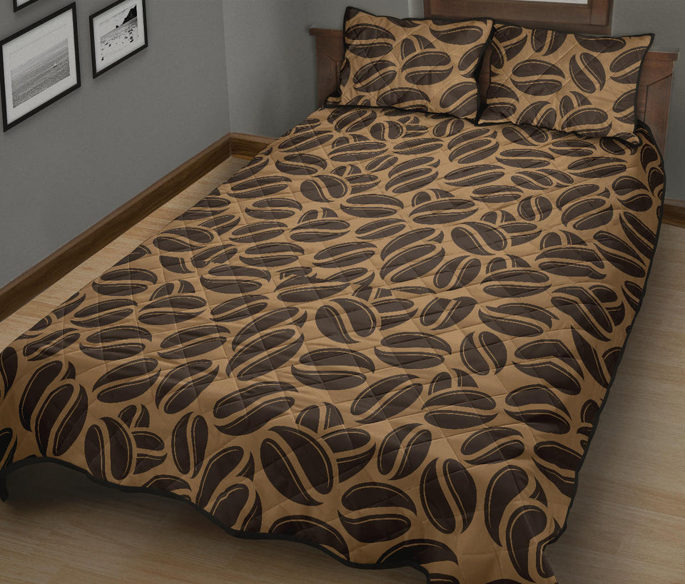 Coffee bean on brown background Quilt Bed Set