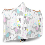 Cute Elephant Mouse Pattern Hooded Blanket