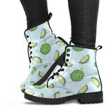Durian Pattern Blue Background Leather Boots