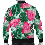 Watermelons Tropical Palm Leaves Pattern Men'S Bomber Jacket