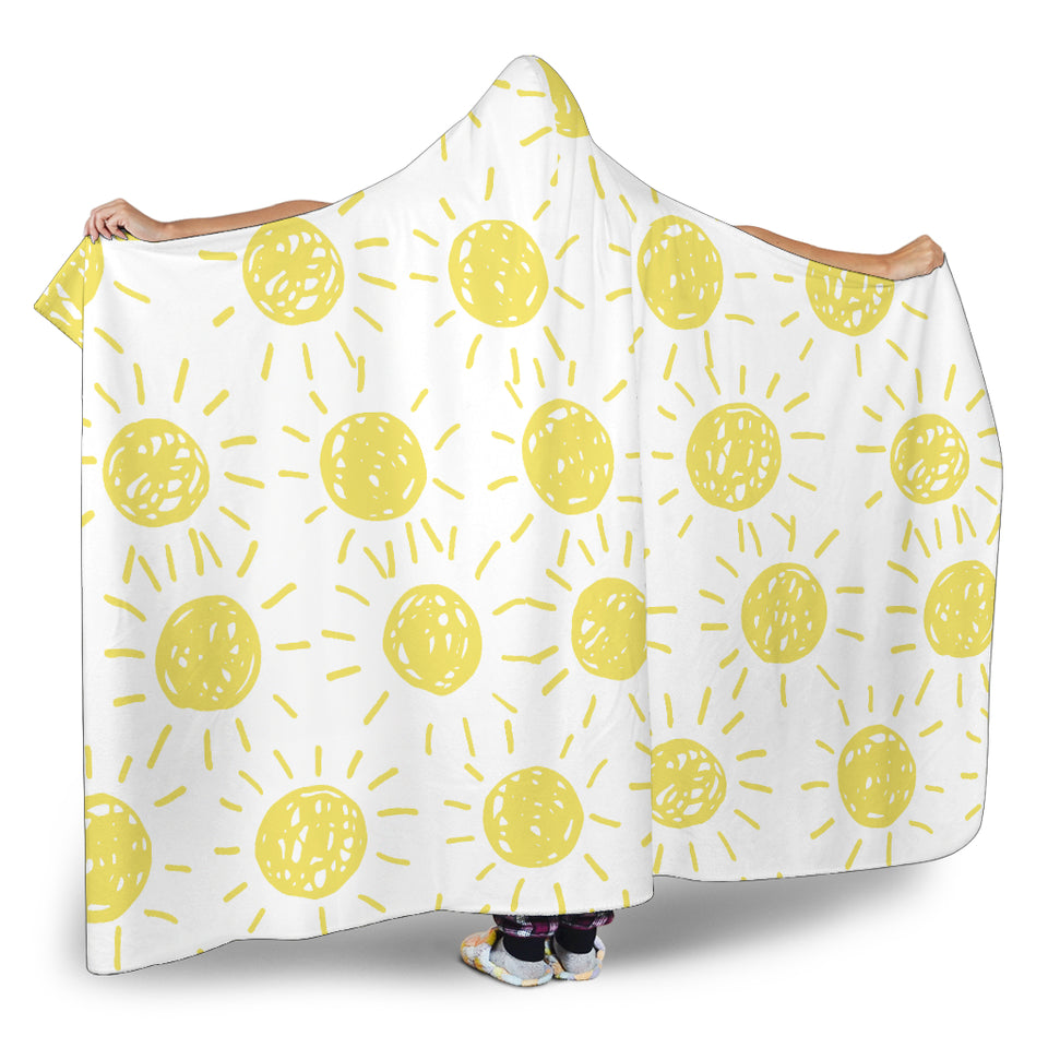Hand Drawn Sun Pattern Hooded Blanket