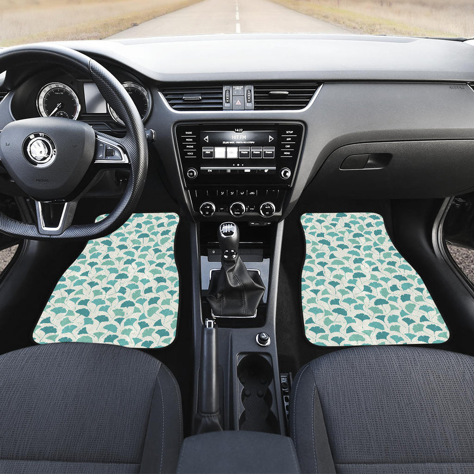 Green Ginkgo Leaves Pattern Front Car Mats
