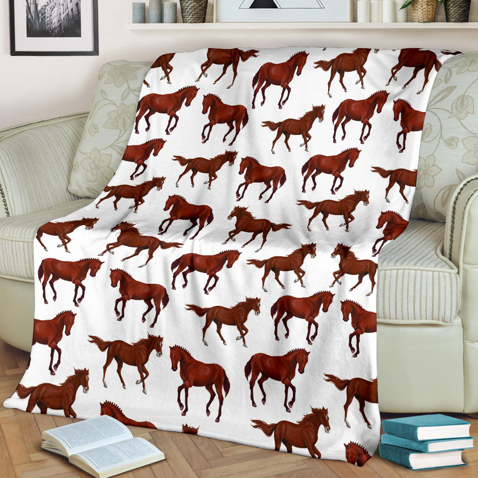 Horses Running Pattern Background Premium Blanket