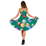 Billiard Ball Pattern Print Design 01 Sleeveless Midi Dress