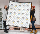 Cute Siberian Husky Pattern Premium Quilt