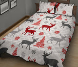Deer tree snowflakes chrismas pattern Quilt Bed Set