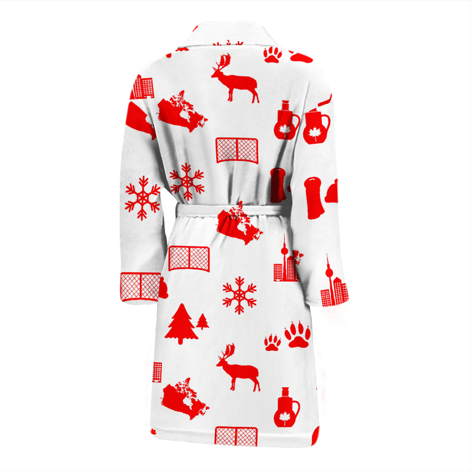 Canada Pattern Print Design 04 Men's Bathrobe