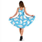 Cute White Sea Lion Seals Pattern Sleeveless Midi Dress