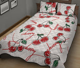 Hand drawn cherry pattern Quilt Bed Set