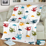 Colorful Helicopter Pattern Premium Blanket