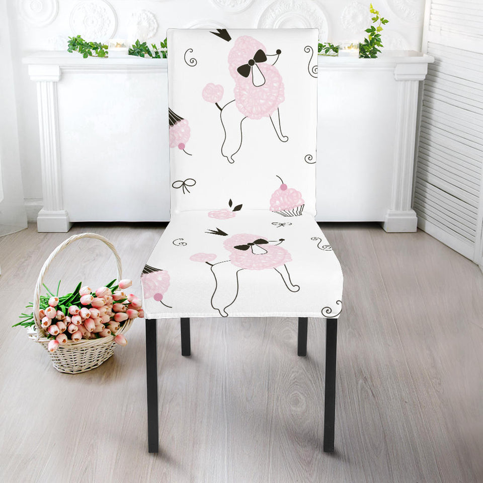 Poodle Dog Rose Cake Pattern Dining Chair Slipcover