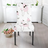Poodle Dog Rose Cake Pattern Dining Chair Slipcover