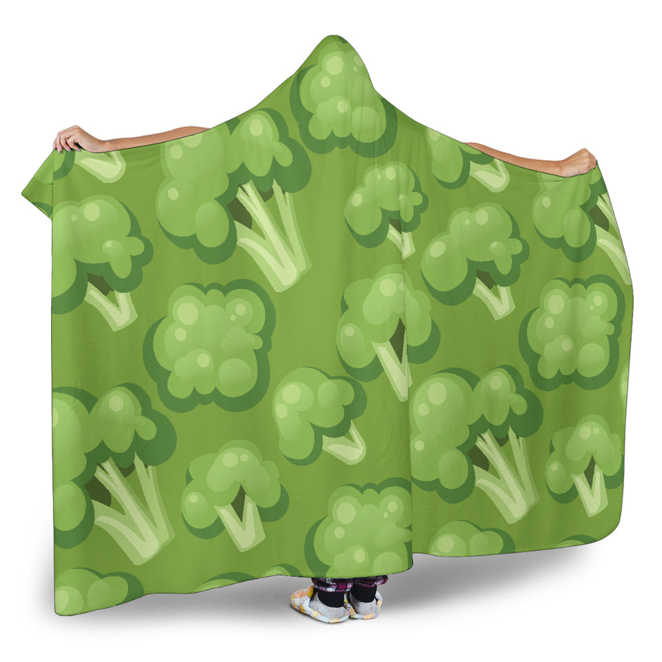 Broccoli Pattern Green Background Hooded Blanket