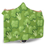 Broccoli Pattern Green Background Hooded Blanket